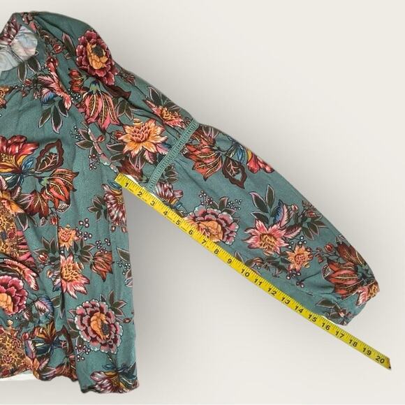 Farm Rio x Anthropologie | Palola Floral Peasant Blouse | Multi Green | Medium - Picture 13 of 15